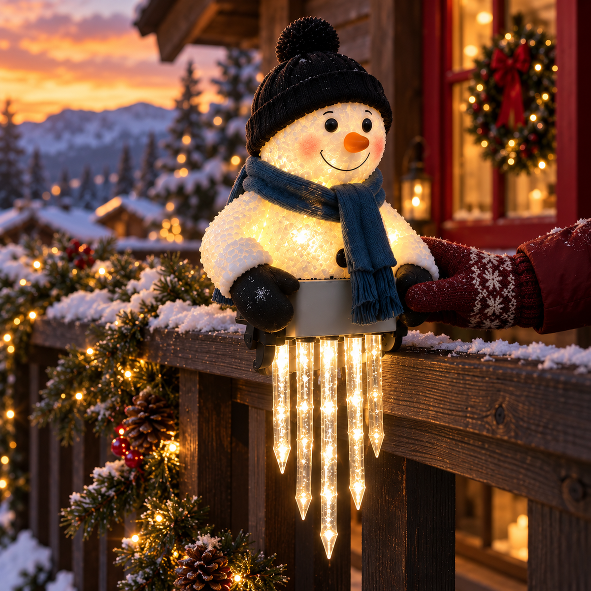 SnowLumi Lighted Snowman with Icicle Lights 13