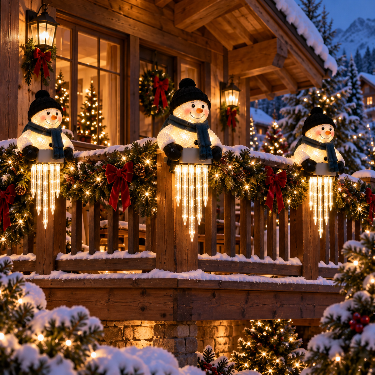 SnowLumi Lighted Snowman with Icicle Lights 12