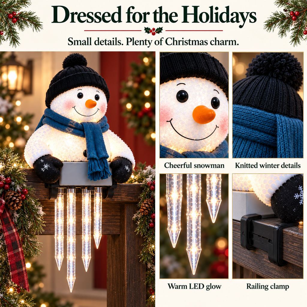SnowLumi Lighted Snowman with Icicle Lights 10