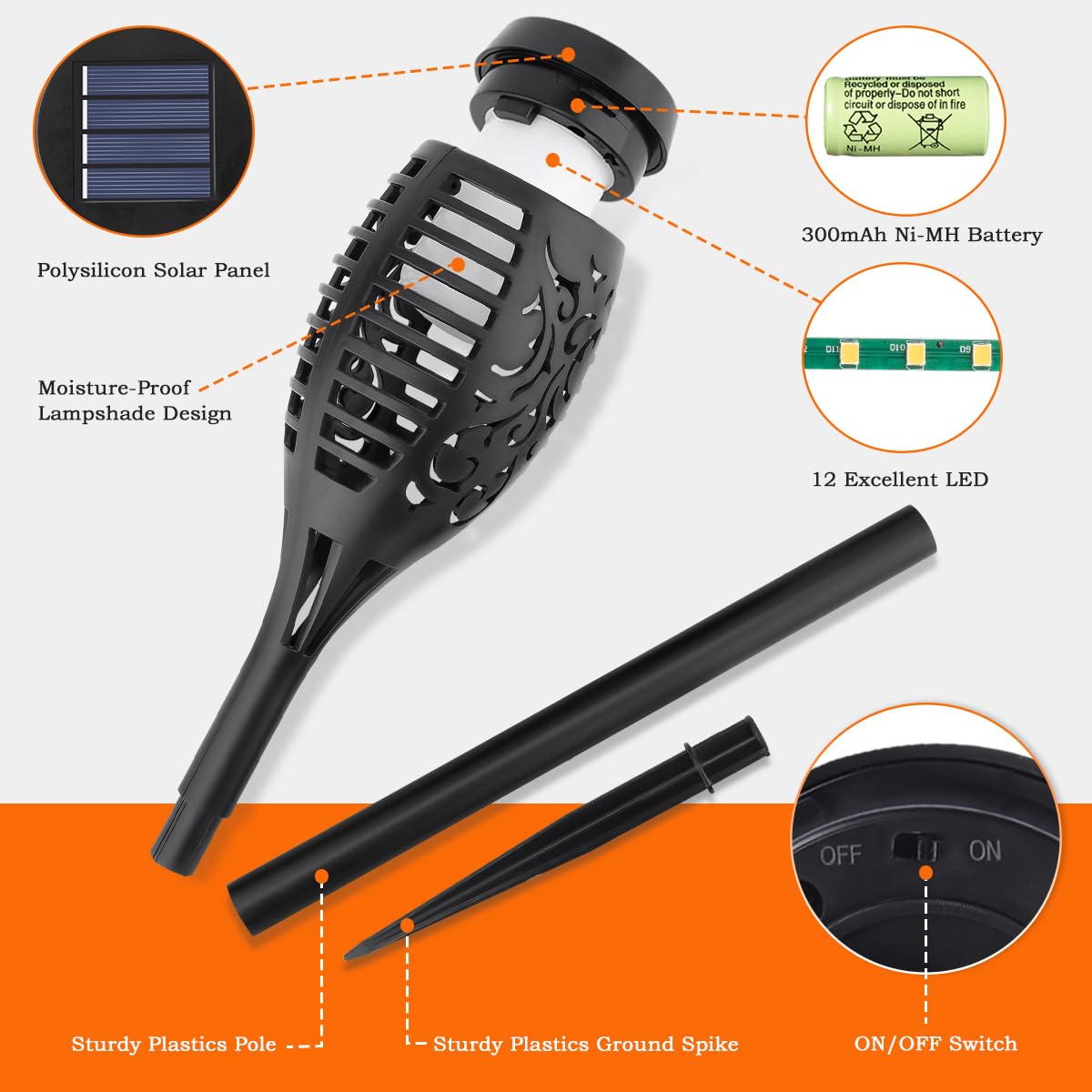PyroGlow Solar Flickering Flame Torch Light 1