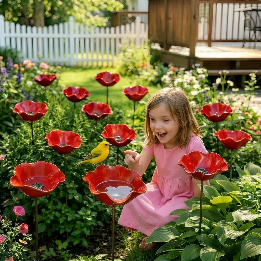 Rosella Flower Bird Bath & Garden Stake 6