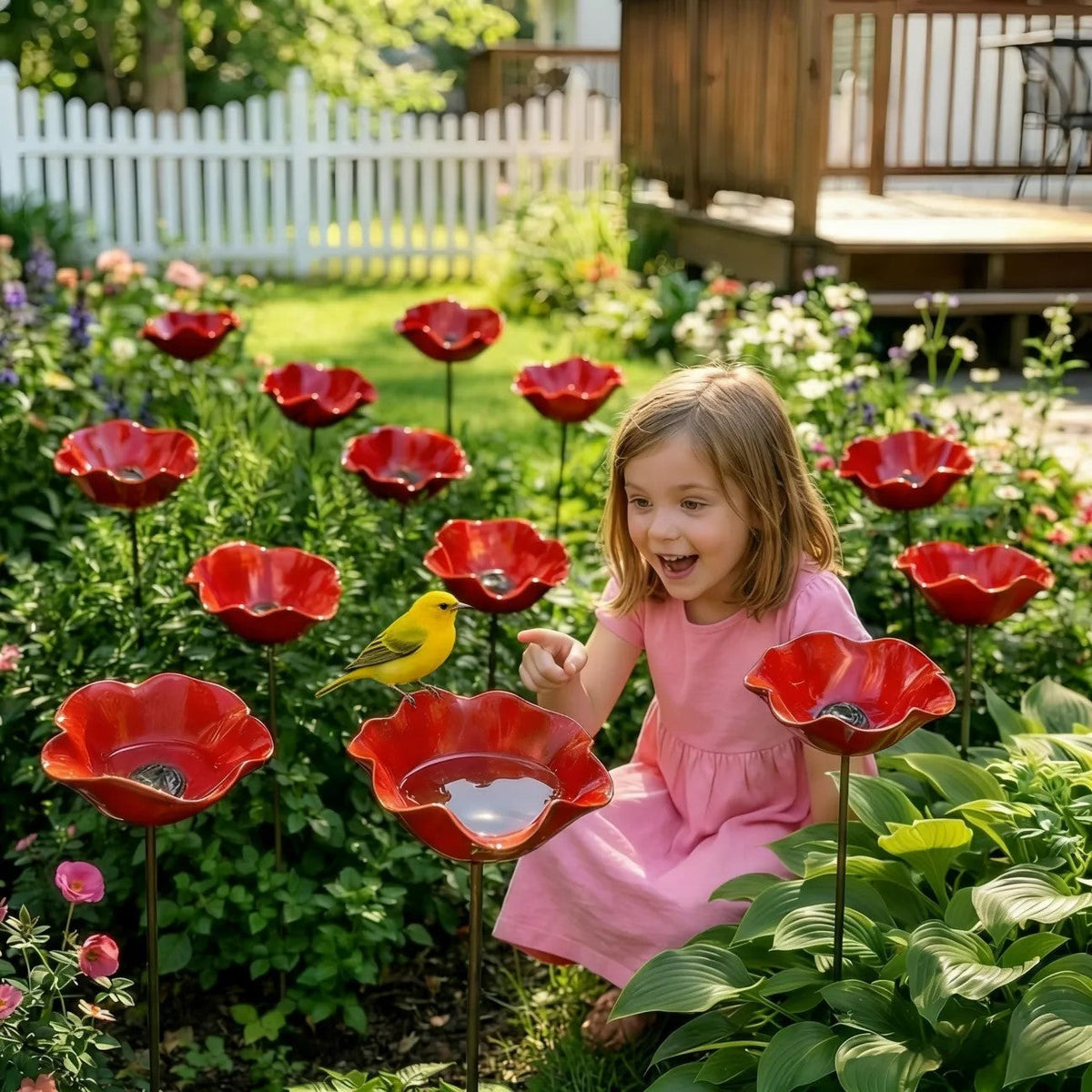 Rosella Flower Bird Bath & Garden Stake 6