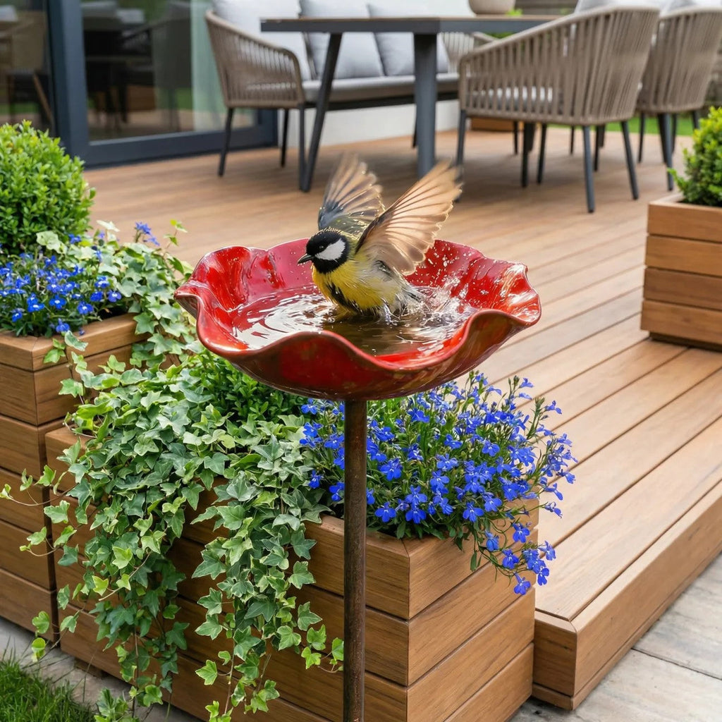 Rosella Flower Bird Bath & Garden Stake 5
