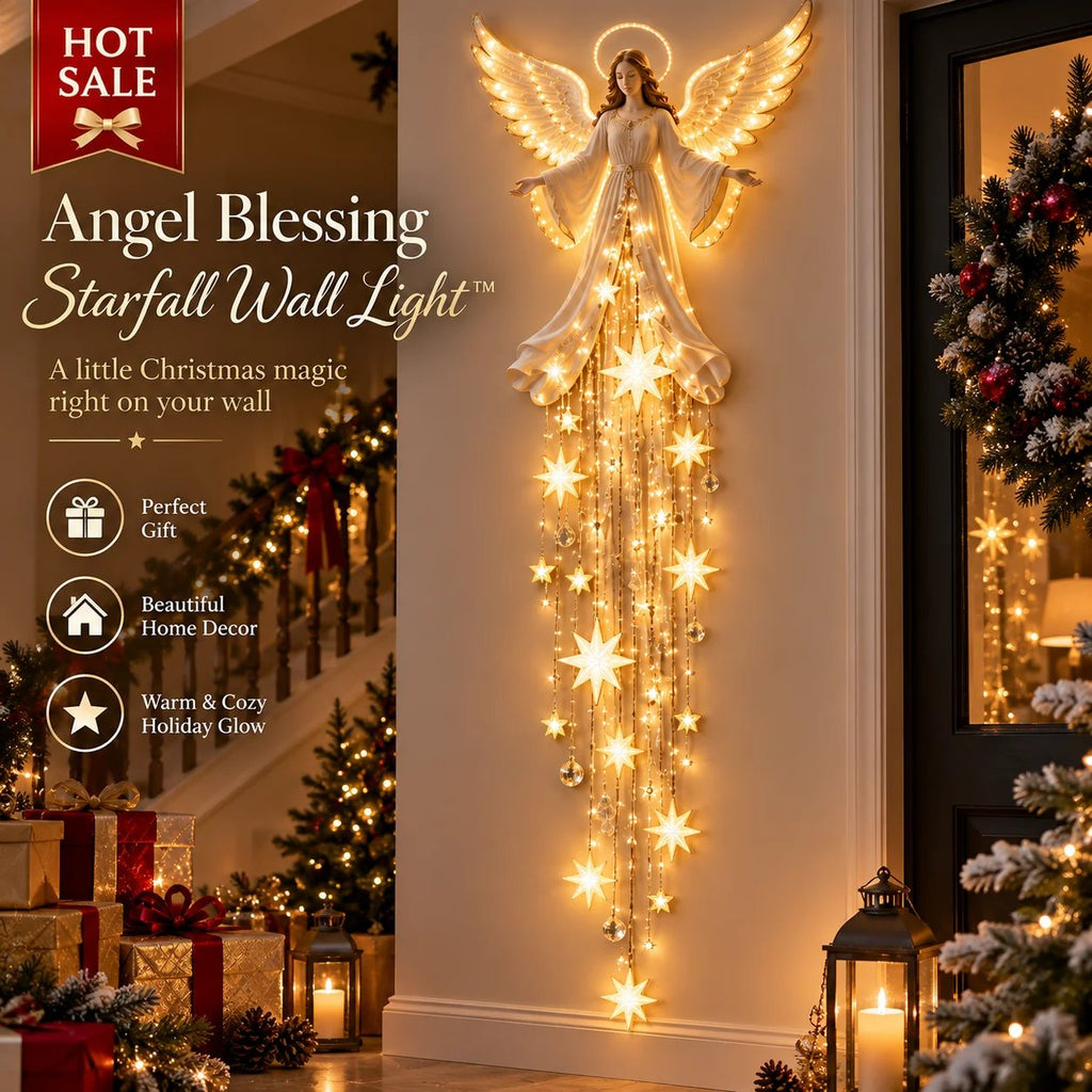 AngelLume Lighted Christmas Angel Wall Decor with Starfall Glow 5