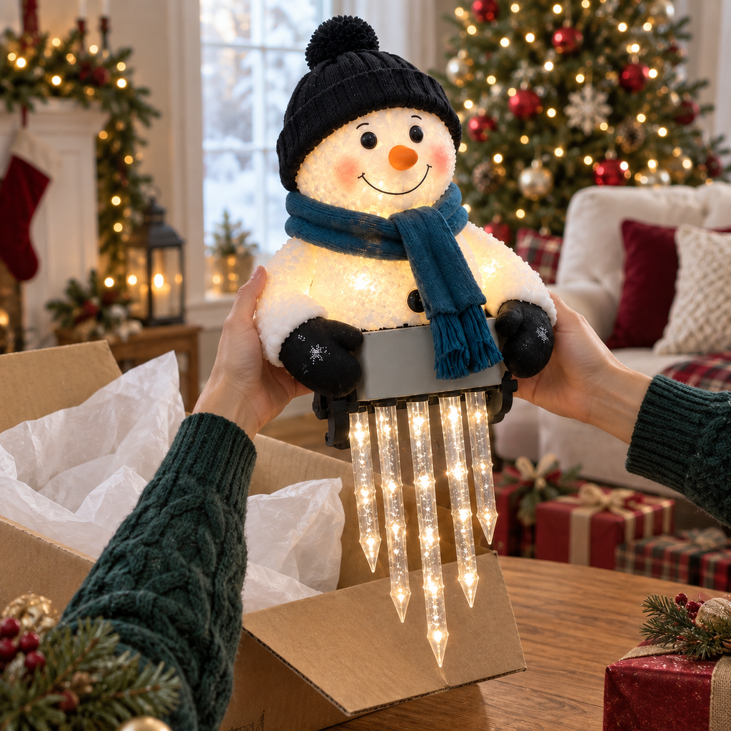 SnowLumi Lighted Snowman with Icicle Lights 14