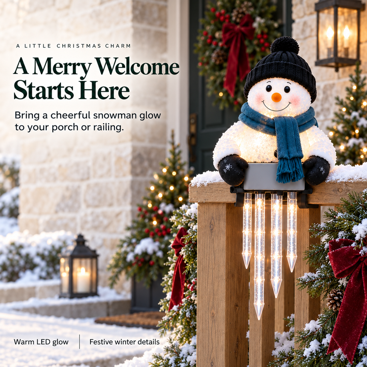 SnowLumi Lighted Snowman with Icicle Lights 3