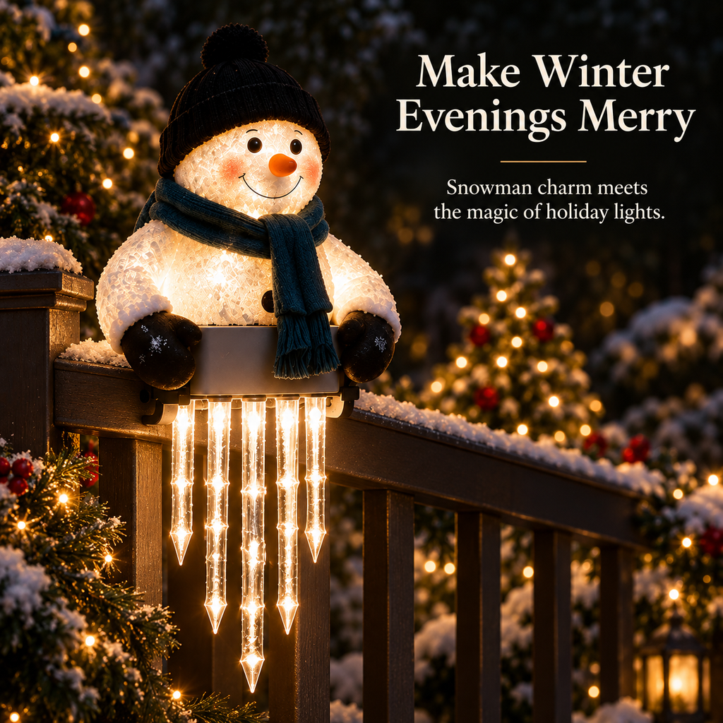 SnowLumi Lighted Snowman with Icicle Lights 6