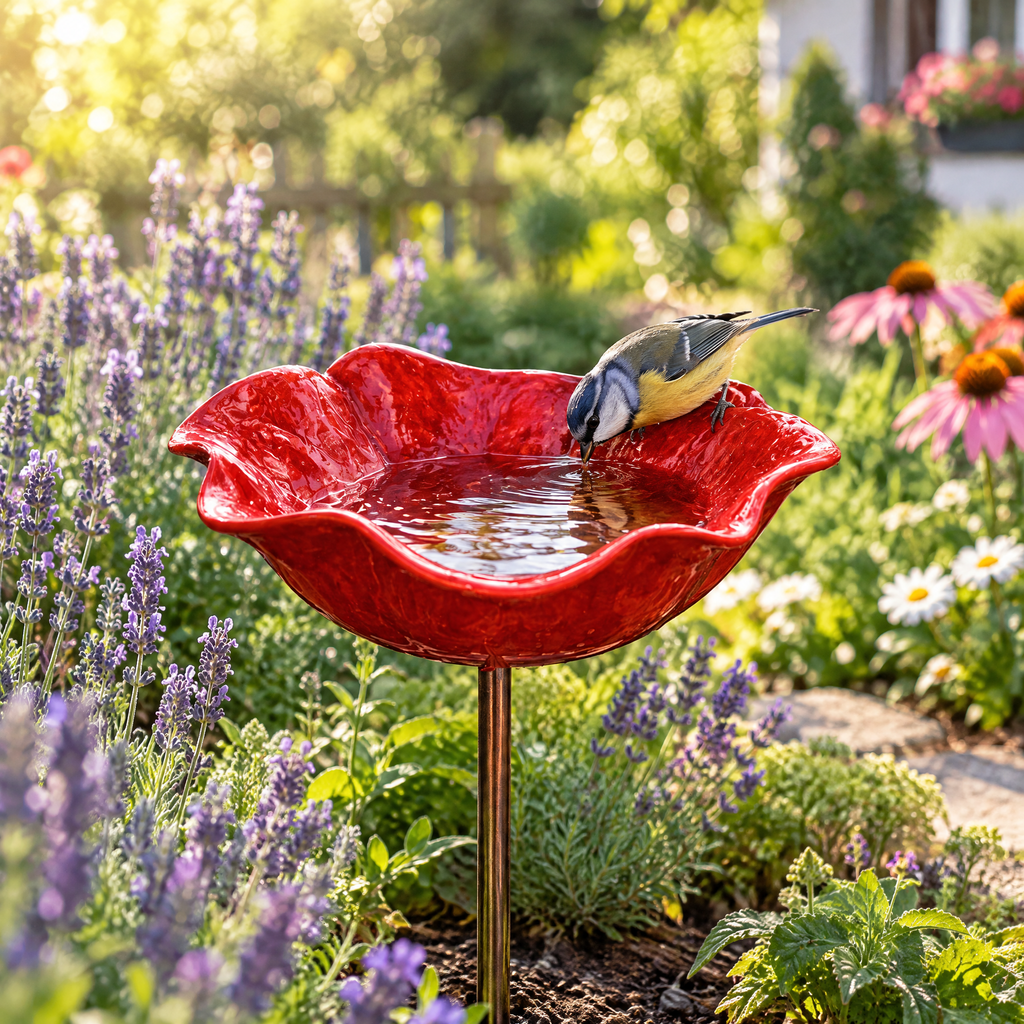Rosella Flower Bird Bath & Garden Stake 2