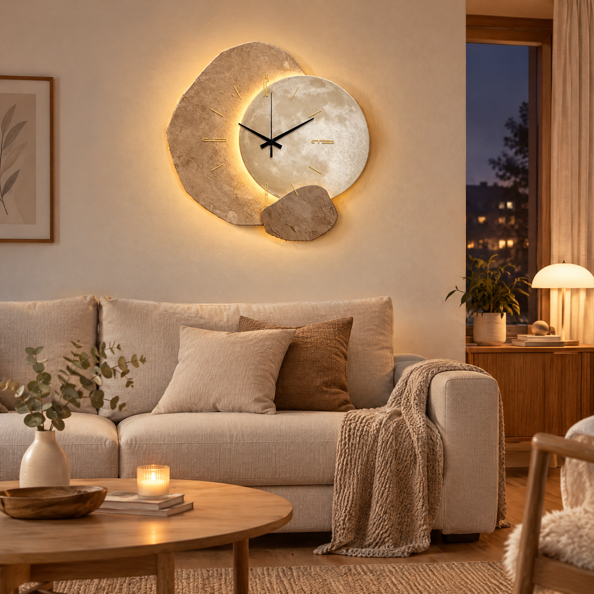 Luna Nordic Wall Clock with LED Backlight 2
