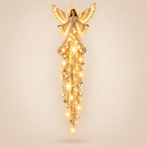 AngelLume Lighted Christmas Angel Wall Decor with Starfall Glow 1