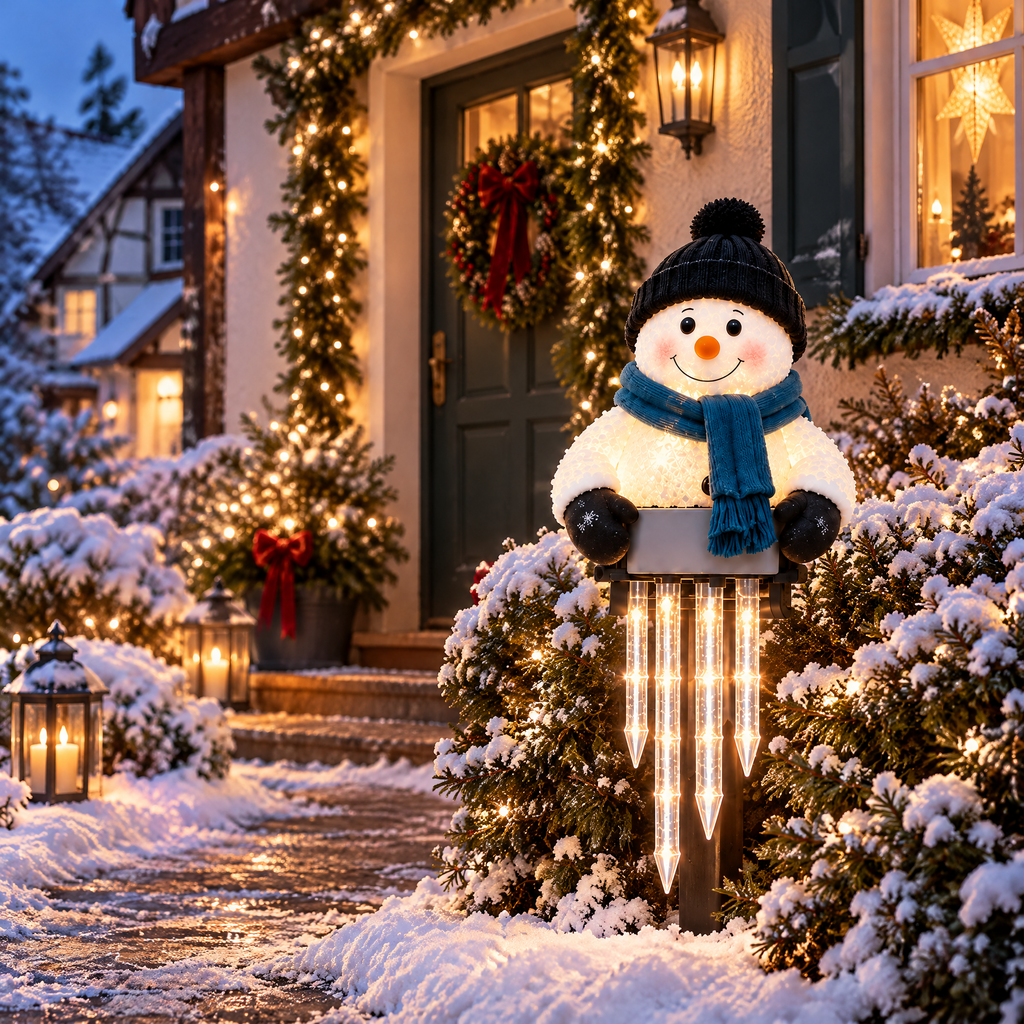 SnowLumi Lighted Snowman with Icicle Lights 2