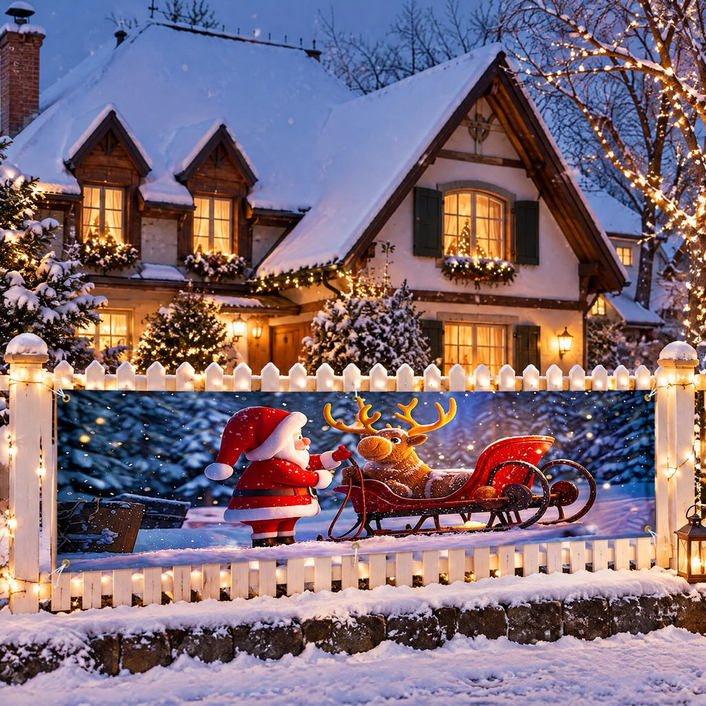 WinterWelcome XXL Christmas Banner for Fence, Balcony & Wall 2