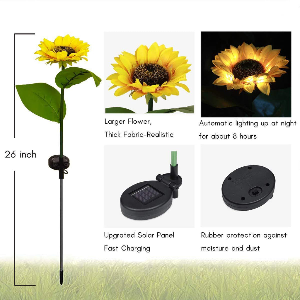 SunBloom Solar Sunflower Garden Stake Lights 8