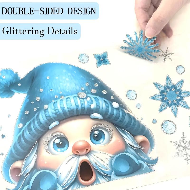 GlitterFrost 9 Piece Christmas Window Sticker Set with Glitter Effect 5