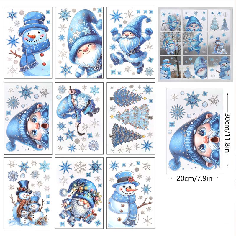 GlitterFrost 9 Piece Christmas Window Sticker Set with Glitter Effect 3