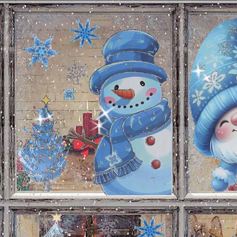 GlitterFrost 9 Piece Christmas Window Sticker Set with Glitter Effect 6