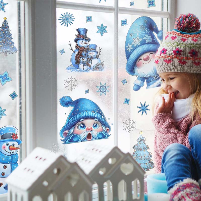 GlitterFrost 9 Piece Christmas Window Sticker Set with Glitter Effect 8