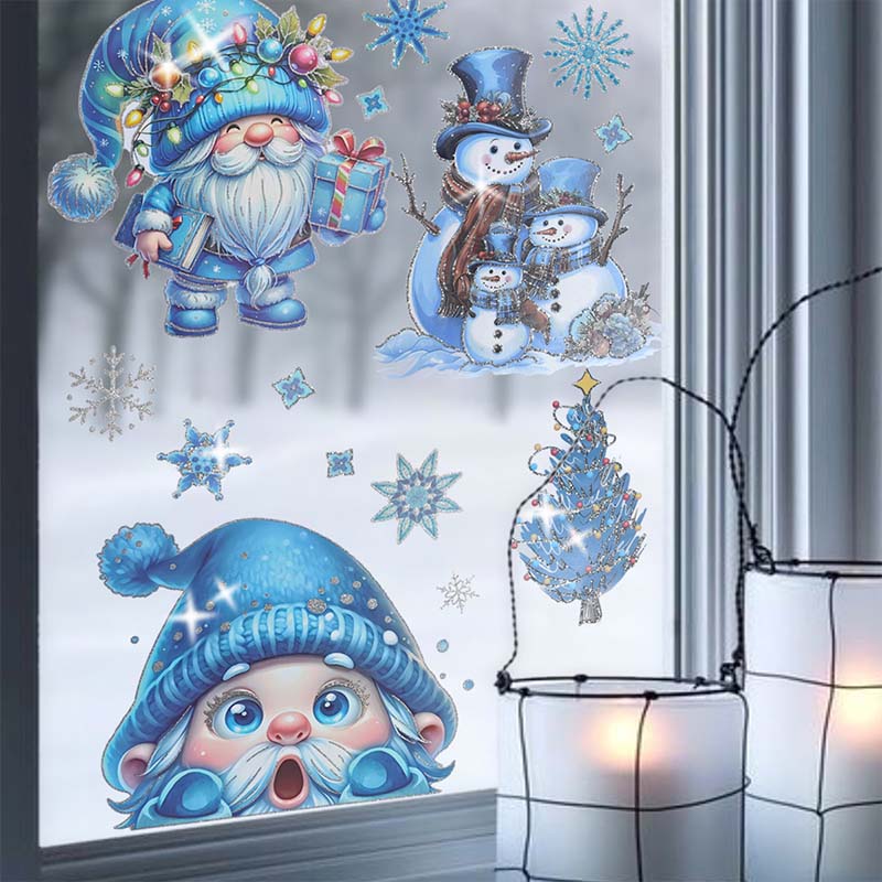 GlitterFrost 9 Piece Christmas Window Sticker Set with Glitter Effect 7