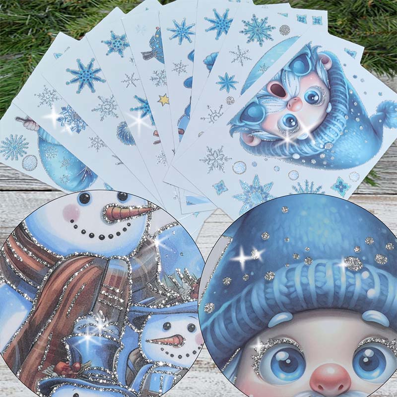 GlitterFrost 9 Piece Christmas Window Sticker Set with Glitter Effect 10