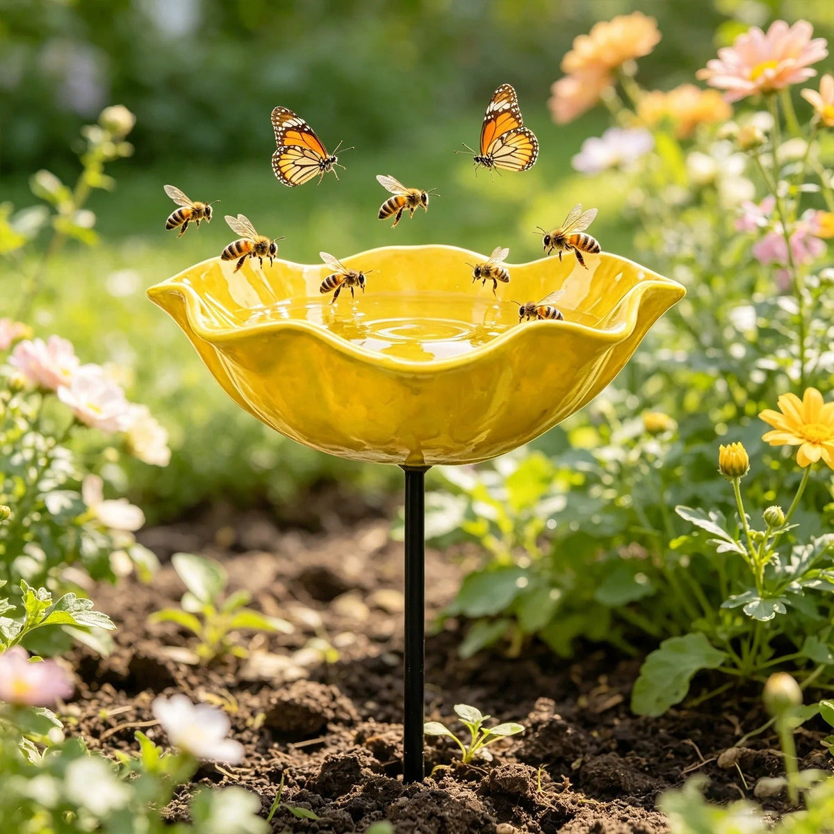 Rosella Flower Bird Bath & Garden Stake 12