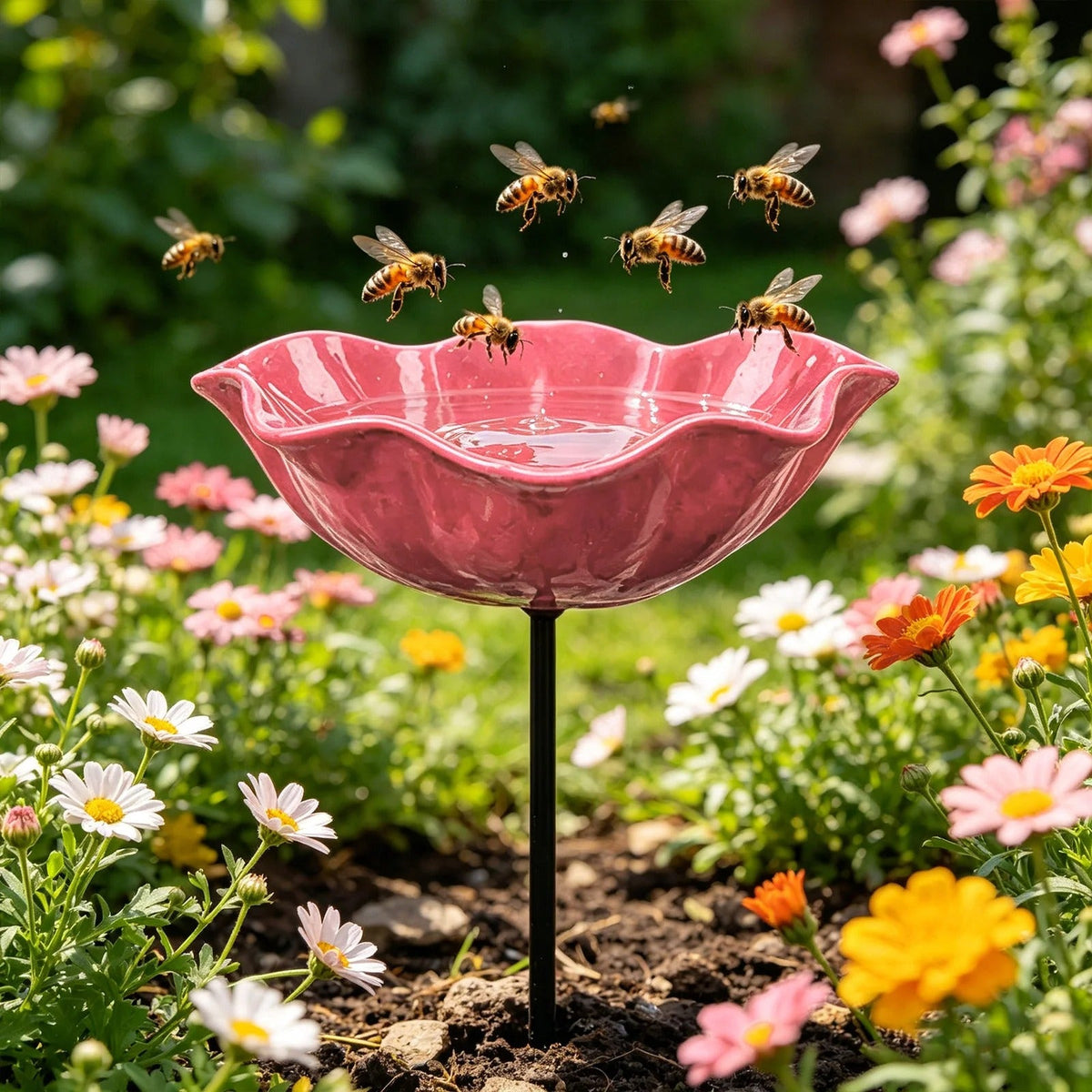 Rosella Flower Bird Bath & Garden Stake 13